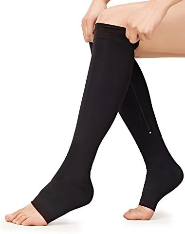 UNCONFINE Zipper Compression Socks Open Toe &amp; Medical And Easy On Off With 10-30 mmHg for Varicose Veins,Edema,Swollen sore Legs