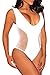 Pink Queen Women's Mesh Spice V-neck High Cut Padded One-piece Swimsuit Monokini