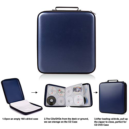 COOFIT CD Case, 160 Capacity DVD Case DVD Organizer CD Holder Case CD Storage Case Hard Plastic DVD CD Wallet