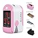 AccuMed CMS-50DL Pulse Oximeter Finger Pulse Blood Oxygen SpO2 Monitor w/Carrying case, Landyard Silicon Case & Battery (Pink)