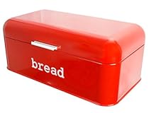 Bread Box For Kitchen - Bread Bin Storage Container For Loaves, Pastries, and More - Retro / Vintage Inspired Design - Red - 16.75 x 9 x 6.5 Inches