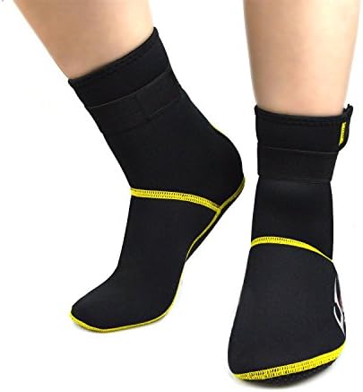 Neoprene 1 Pair Water Socks Boots with Velcro for Beach Pool Sand Snorkeling Scuba Diving Swimming Surfing Yoga Water Sports Unisex for Men and Women, Black-M