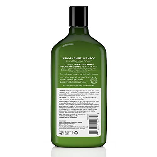 AVALON ORGANICS CONDITIONER, SMOOTH SHINE APPLE CIDER VINEGAR, 11 OZ (PACK OF 6)
