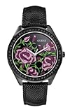 GUESS Women's U0284L1 Glitzy Rose Oversize Black Watch
