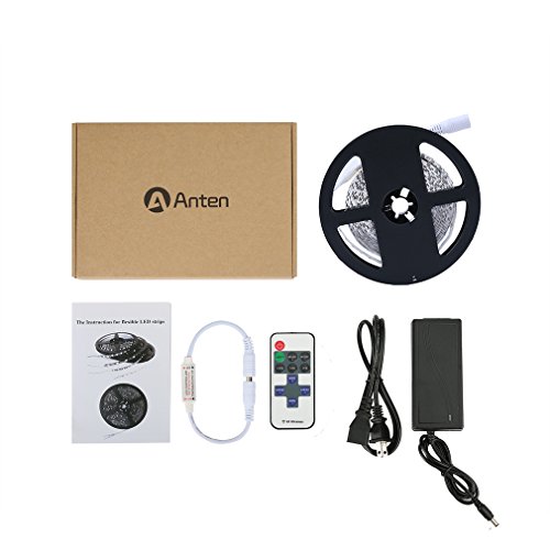 Anten LED Warm White Light Strip,SMD 2835 2800-3200K,Dimmable,Non-Waterproof,DC12V 600LEDs 16.4 Ft 5m 15Lm/LED with RF Remote 12V Power Supply