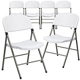 Flash Furniture 6 Pk. HERCULES Series 330 lb. Capacity White Plastic Folding Chair with Gray Frame