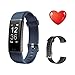 Fitness Tracker HR with Replacement Band, Letscom Activity Tracker Watch with Heart Rate Monitor, IP67 Waterproof Smart Wristband, Step Counter Pedometer Watch for Kids Women and Men (Gray+Black)
