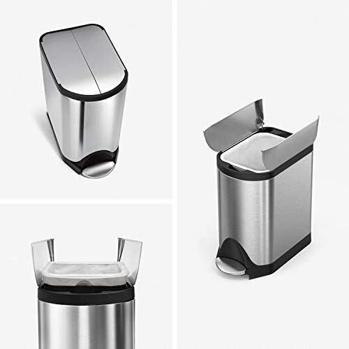 simplehuman 10 Liter / 2.6 Gallon Butterfly Lid Bathroom Step Trash Can