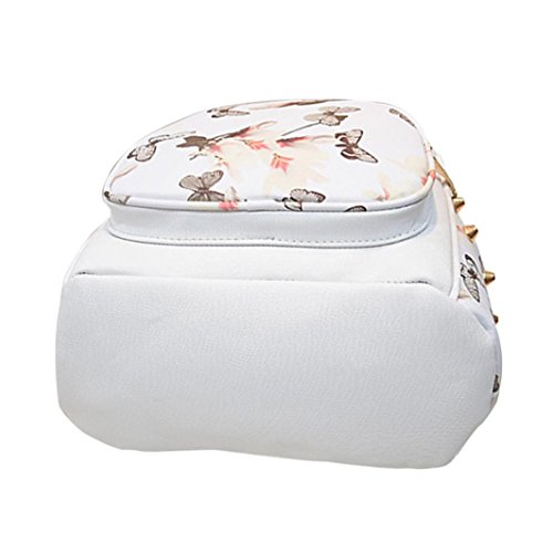 Respctful Backpack for Girls Fashion Floral Printing School Bags (White)