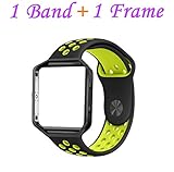 Fitbit Blaze Bands Large,HanLijie Silicone Replacement Sport Band with Black Frame for Fitbit Blaze Smart Fitness Watch (Black/Yellow)