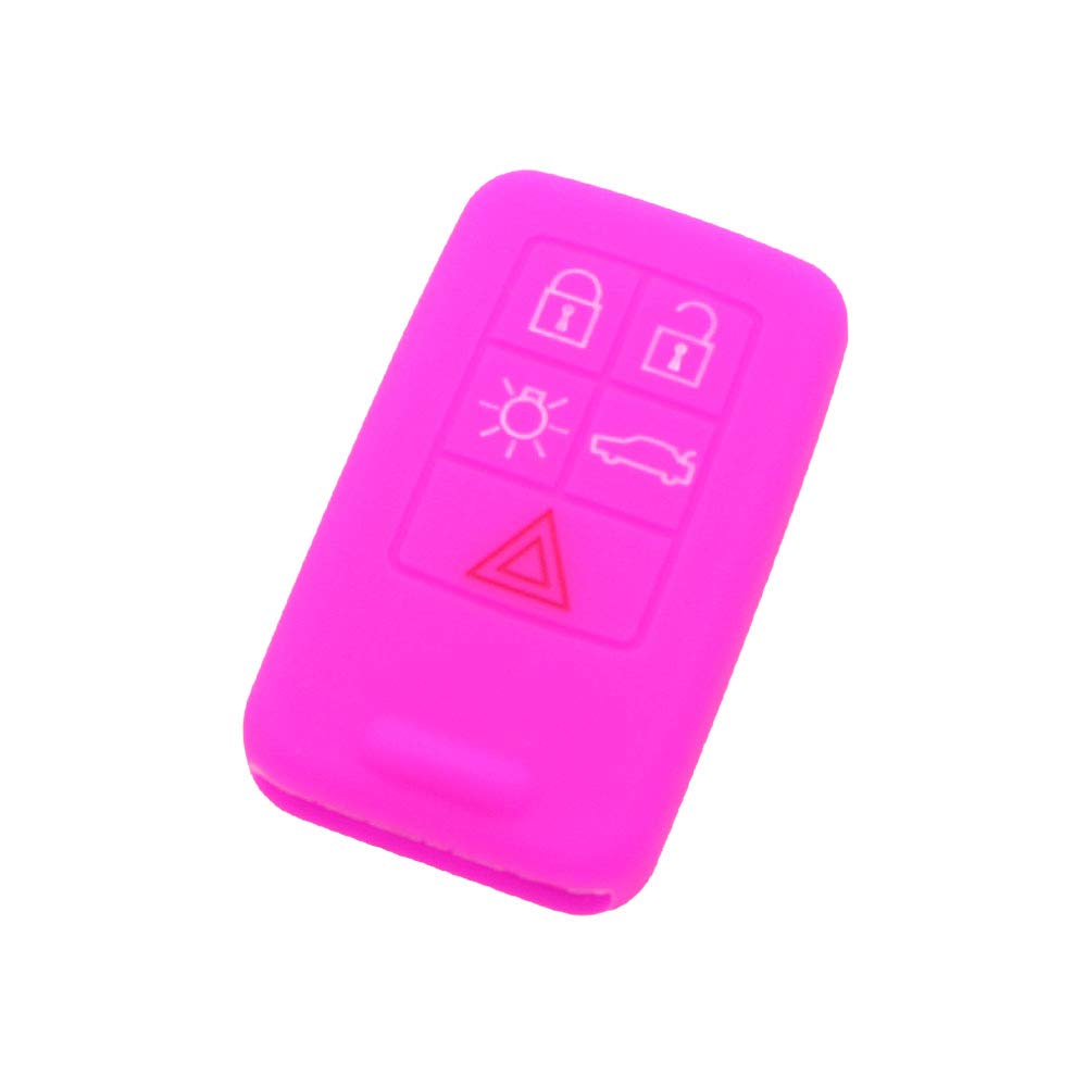 BROVACS Silicone Cover Protector Case Holder Skin Jacket Compatible with VOLVO 5 Button Smart Remote Key Fob CV9780 Rose — image 1