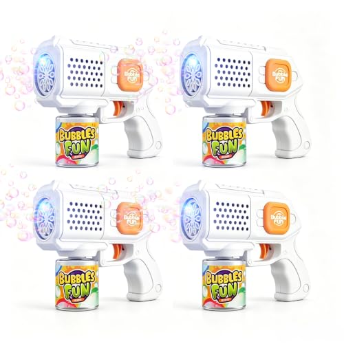 Panacare 4 Packs Wedding Bubble Gun,Automatic bubbele Maker with 10 Holes/Lighting,Bubble Maker