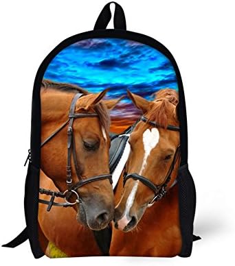 Cool 3D two horse Children 16-inch School Book Bag Printing Backpacks For Kids,Boys or Girls