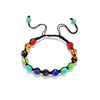 Gogolan Womens Mens Beaded Bracelets Stone Lava Rock Healing Balance Round Braided