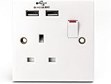 Status UK Plug Socket 1 Gang Switched with 2 USB Ports White S1G13A2USBSWS4