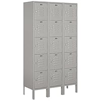 Salsbury Industries 65352GY-U Five Tier Box Style 36-Inch Wide 5-Feet High 12-Inch Deep Unassembled Standard Metal Locker, Gray