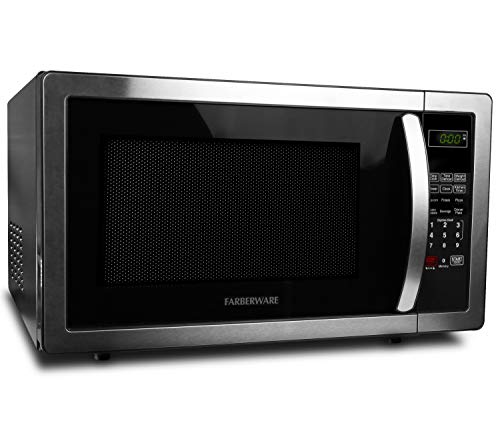 Farberware FMO11AHTBKB 1.1 Cu. Ft. Stainless Steel Countertop Microwave Oven With 6 Cooking Programs, LED Lighting, 1000 Watts