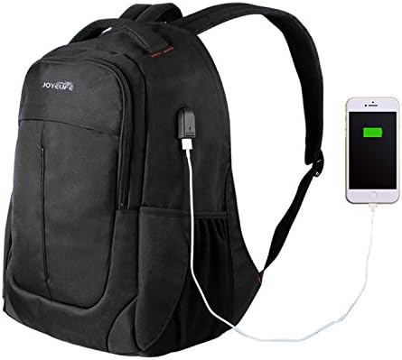 HaoWorks Anti Theft Business Laptop Backpack with USB Charging Port ,Large Size and Simple Style Travel Backpack for Women &amp; Men, Fits 15 Inch Laptop Computer, Black