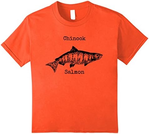 Kids Chinook Salmon Fishing and Hunting T-Shirt 8 Orange