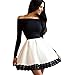 ROPALIA Womens Bodycon Long Sleeve Party Dress Floral Off Shoulder Mini Dress