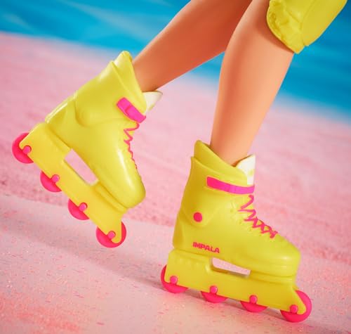 The Movie Ken - Sammelpuppe im Neon-Outfit, Skating-Look, Retro-Muster, Impala-Inlineskates, Verpackung mit Spielfilm-Motiven, für Kinder ab 3 Jahren, HRF28