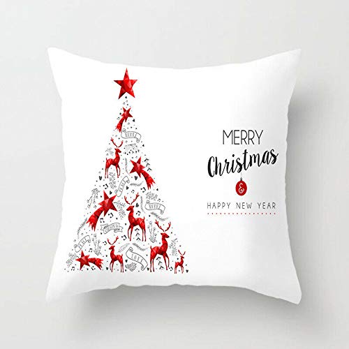 Worthown Christmas Pillow Covers 18 x 18 Inches Set of 4 Throw Pillow Case Merry Christmas Xmas Cushion Cover Square Pillowcase Home Decor Christmas Decoration (1 Christmas)