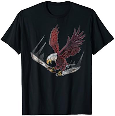 Bald Eagle with Machete and Hunting Knife - Funny T-shirt