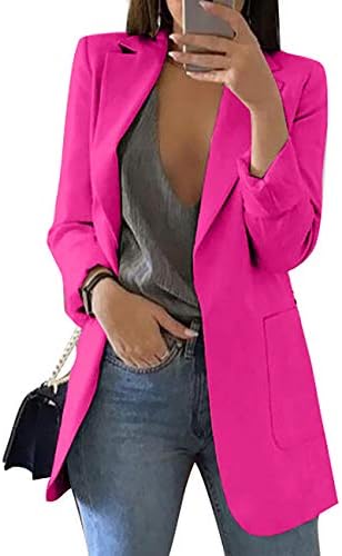 Jessica CC Women Summer Notched Lapel Open Front Blazer Jacket with Pocket