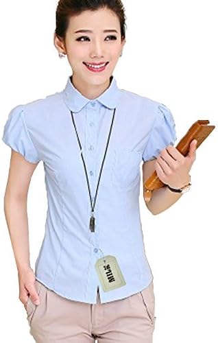 Amazon ミルク Milk シャツ ブラウス パフ襟 半袖 レディース 全5色 M 水色 シャツ ブラウス 通販
