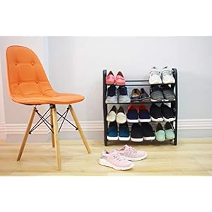 Ebee Plastic 4 Tier Shoe Rack (Black)