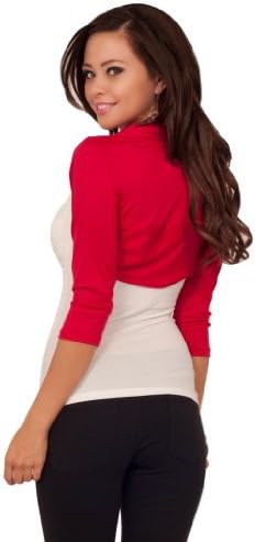Womens Soft Knit Lightweight Solid 3/4 Sleeve Cropped Bolero Cardigan Shrug Top