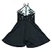 FORTULY Women Sexy Hollow Lace Backless Strap Short Mini Dress (M, Black)