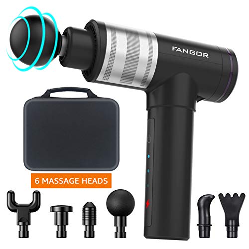 FANGOR Massage Gun, Deep Tissue Percussion Muscle Massager Gun for Pain Relief, Profession Handheld Massage Device with 6 Massage Heads (Black)