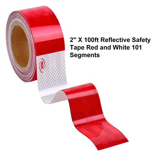 DEDC Waterproof DOT-C2 Reflective Red/White Tape,Conspicuity Safety Warning Self-adhesive Tape for Trailers Agricultural Equipment Vehicles Helmet Cars Bicycles Motorcycle (100 feet) - Thumbnail 2