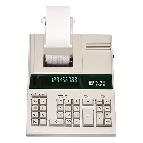 Monroe 122PDX Medium Duty Printing Calculator with Extra Large Plus and Minus Keys