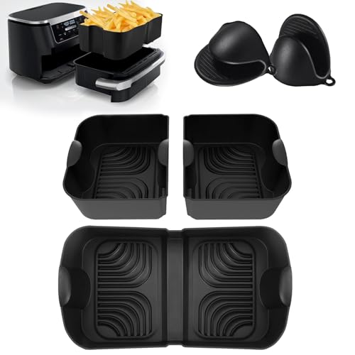 Silicone Air Fryer Molds for Ninja Foodi FlexDrawer AF500EU 10.4L COSORI Dual Blaze TwinFry 10L, Rectangular Air Fryer Accessories for Ninja AF500EUCP 10.4L