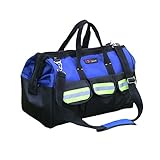 ZOJO Blue Reflective Tool Bags For Men 16 inch Wide Mouth 18 tool pockets