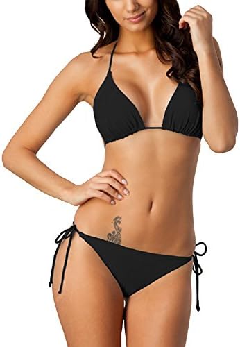 Lemosery Women's Solid Halter Backless Tie Side Bottom Triangle 2PCS Bikini Sets Sexy Underwear Bathing Suit
