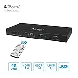 Portta HDMI 4 Port 4x2 Matrix + audio output with Remote v1.4 support 3D Super Slim 4k