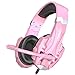 BENGOO G9000 Stereo Gaming Headset for PS4, PC, Xbox One Controller, Noise Cancelling Over Ear Headphones with Mic, LED Light, Bass Surround, Soft Memory Earmuffs (Pink) primary