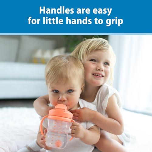 Dr. Brown's Milestones, Baby's First Straw Cup Sippy Cup with Straw, 6m+, 9oz/270ml, Coral, BPA Free