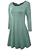 BELAROI Women's Plus Size Dress Fall Casual Swing 3/4 Sleeve T Shirt Loose Tunic Dress (2X, Grayish Green)