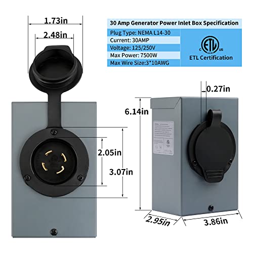 Flameweld 30 Amp Power Inlet Box, NEMA 3R Power Inlet Box, NEMA L1430P