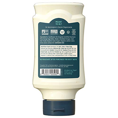 SIR KENSINGTON’S MAYONNAISE, CLASSIC MAYO, GLUTEN FREE, NON- GMO PROJECT VERIFIED, SHELF-STABLE, 12 OZ