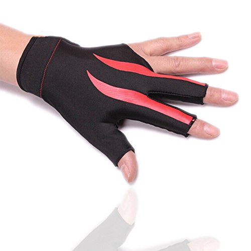 Greatstar Billiards Gloves Wear-resisting 3 Fingers Gloves for Snooker Cue Sport,The first choice of billiards players (Wear on the Left Hand 1PCS) (Red)