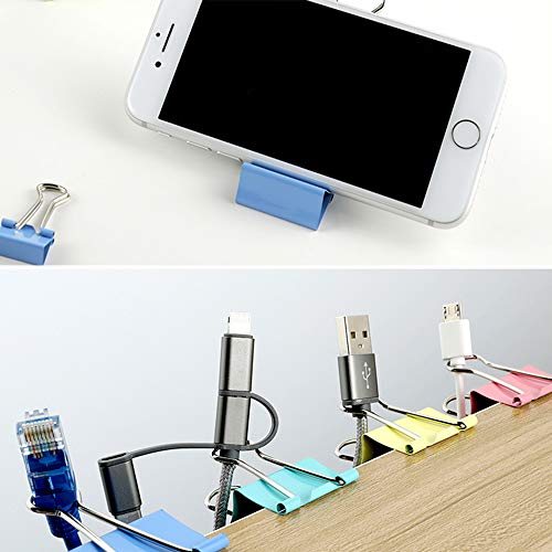 240 Pcs Binder Clips, Paper Clips, Rubber Bands, Paper Clamps Assorted 3 Sizes, Paper Binder Clips Metal Fold Back Clips with Box Assorted Colors - Thumbnail 3
