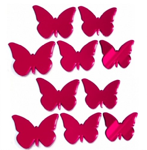 Super Cool Creations Butterfly Mirrors, Red - Pack of 10, 3cm x 2cm