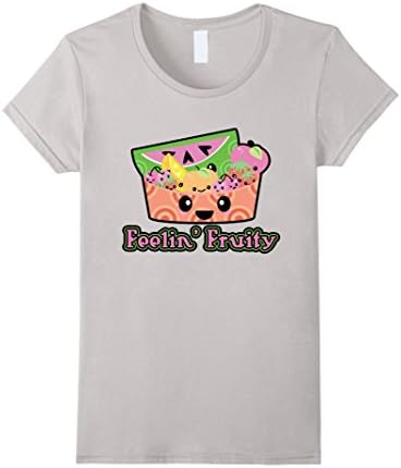 Womens Cute Kawaii Fruit Salad Feelin Fruity Food Humor T-Shirt XL Silver