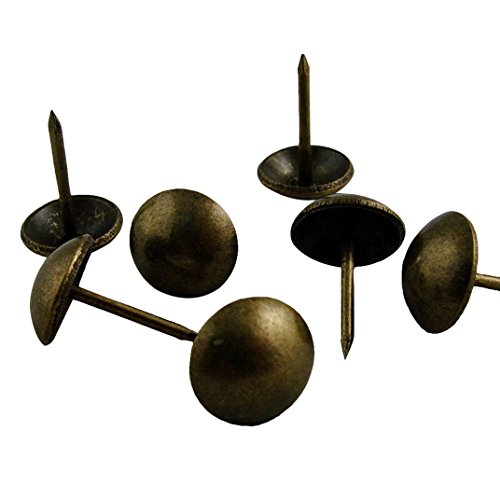 decotacks 500 PCS Antique Brass Finish Upholstery Nails, Furniture tacks, French Natural Thumb Tack Push Pin, 7/16" Head Dia [Antique Brass, French Natural] DX0511AB500