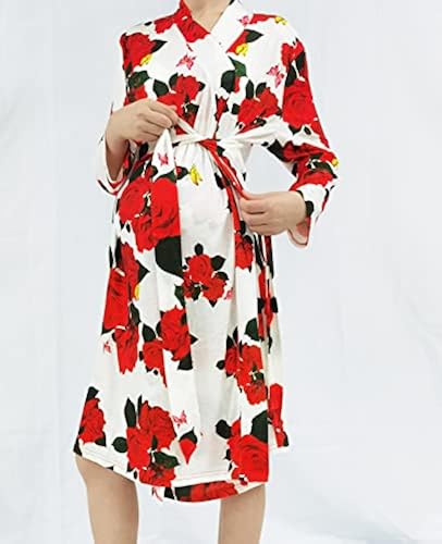 SUFEINI Maternity Robe with Matching Swaddle Set, Mommy Me Swaddle